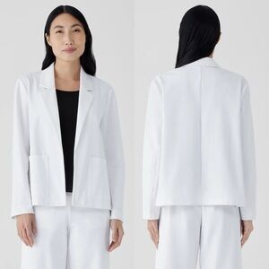 Eileen Fisher Organic Cotton Ponte Knit Blazer in White, Size Medium